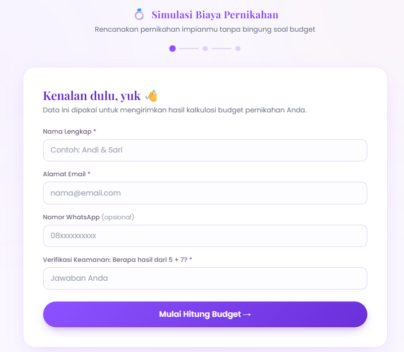 kalkulator simulasi biaya pernikahan